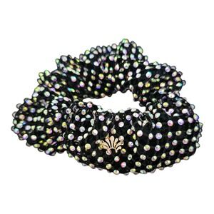 Lele Sadoughi Crystal Mesh Scrunchie‎ Black Multi Authentic OS Hair Accessory